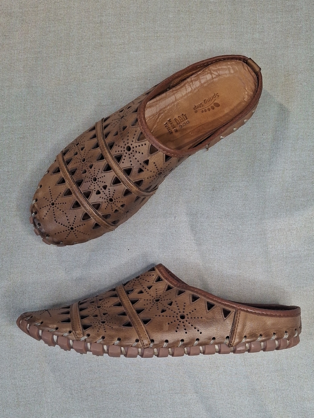 Spring Step Fusalide Brown Leather Cutout Mules EU 39 US 8.5